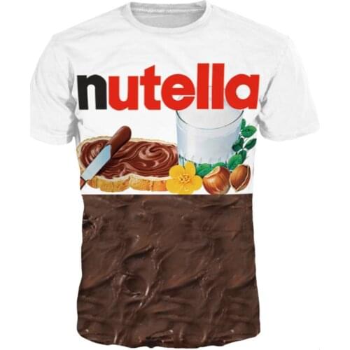 3D T Shirt Nutella Spoof Fun Life Like Food Chocolate Sauce Funny Tees Outfits Tops S-3XL New Design Summer Fashion Women/men