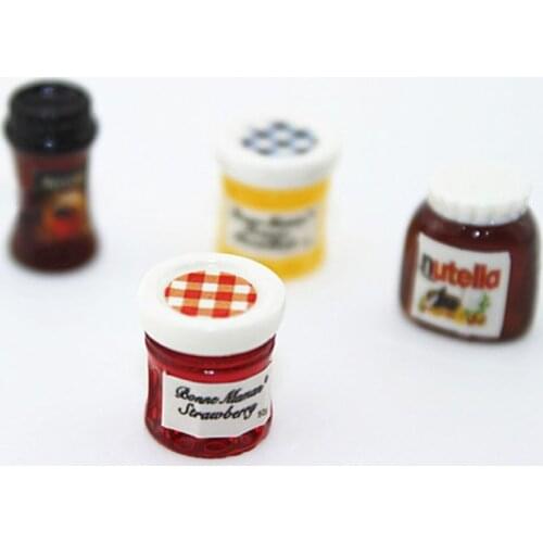 4pcs/set Jar Ketchup Sauce Jam Salad Mini Coffee Kitchen Accessories for 1:12 Dollhouse Miniature Dinner House F3ME