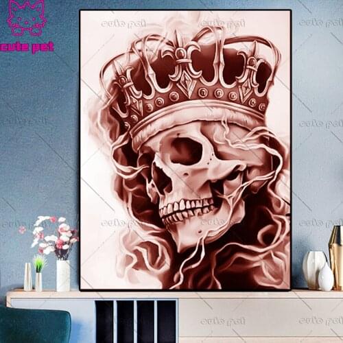 5D DIY Diamond Painting cross stitch Crown Skull mosaic full square round diamond embroidery rhinestone painting black white art
