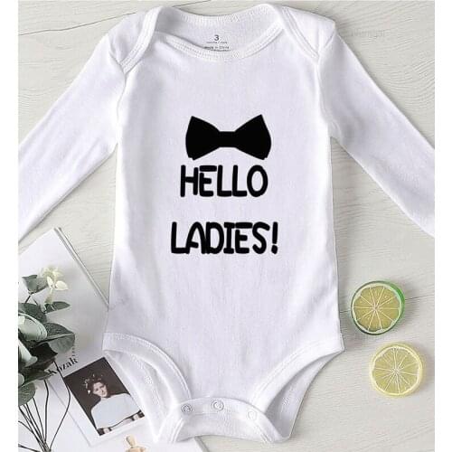 One Piece Winter Jumpsuit for Babies Printing Hello Ladies Toddler Boy Rompers Newborn Girl Outfit Cotton Kids Summer Clothes