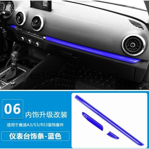 For Audi A3 S3 RS3 Carbon Fiber Central Control Water Cup Side Air Conditioning Knob Panel Dashboard Door Panel Trim Strip