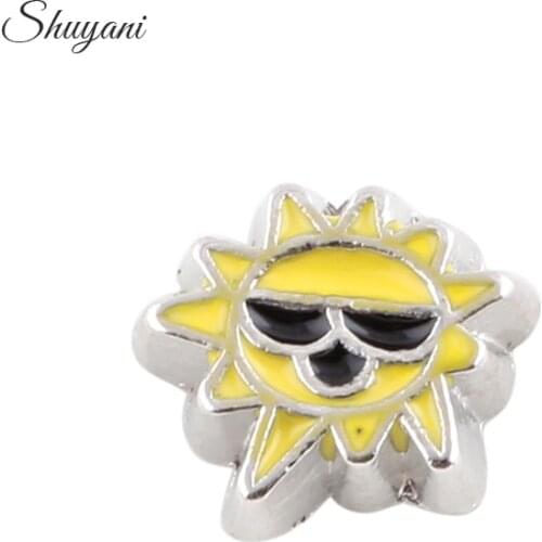 F198 Free Shipping 20pcs Cute Glasses Sun Alloy Charms For Glass Living Locket Jewelry Making