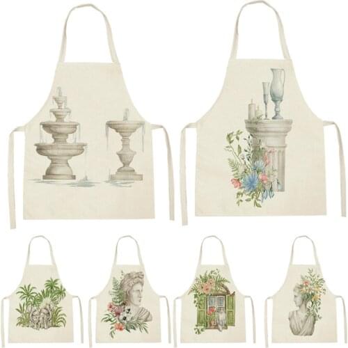 1 Piece Sculpture Printing Sleeveless Apron ChildrenS Cleaning Family Men And Women Kitchen Accessories Waist Bib Anti-Fouling