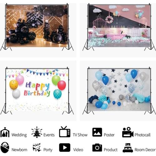 Happy Birthday Surprise Party Balloons Theme Backdrops Photo Background Decorations for Portrait Photography Props Photocall