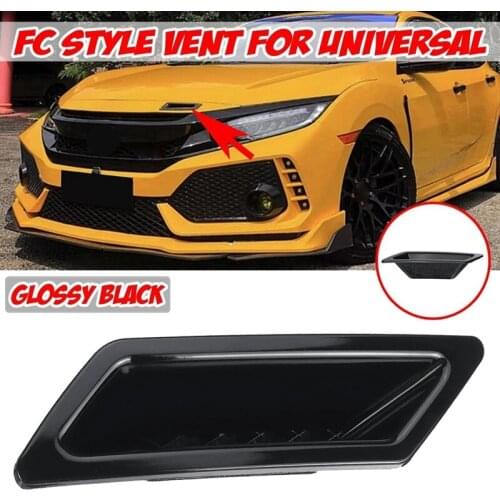 Glossy Black Universal Car Front Bumper Hood Vent Air Out Decoration for Honda Civic -A4 B8 Golf BMW-E90 E80 E82 F30