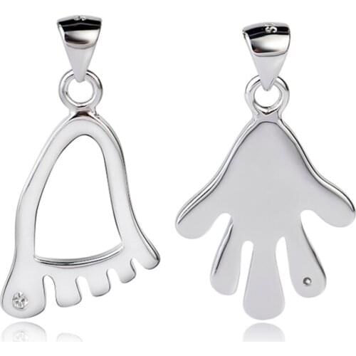 GND0738 New 925 Sterling Silver Lovely Sweet Foot & Hand Lovers' Necklaces Pendants ,Fashion Jewelry Gift For Women & Men