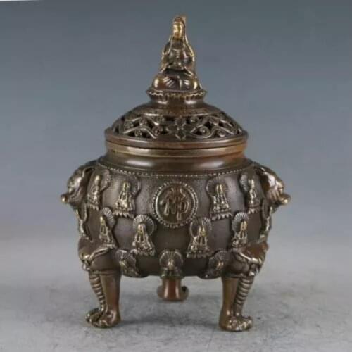 Exquisite Old Brass Buddha Statue Incense Burner Made During The Daming Xuande Censer Statue