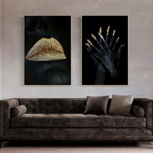 Golden Lips And Black Woman Mouth 5D Diy Diamond Painting 2021 Mosaic Embroidery Icons Christmas DecorationsZP-2981