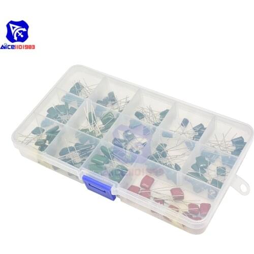 Diymore 140PCS/Lot 14 Values Polyester Film Capacitors 630V 0.001μF-0.068μF Capacitance Assortment Kit