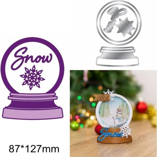 Beautiful Crystal Ball Snow Alphabet Words Letter Snowflake Christmas Metal Cutting Dies Scrapbook Cards Handcraft New Stencils