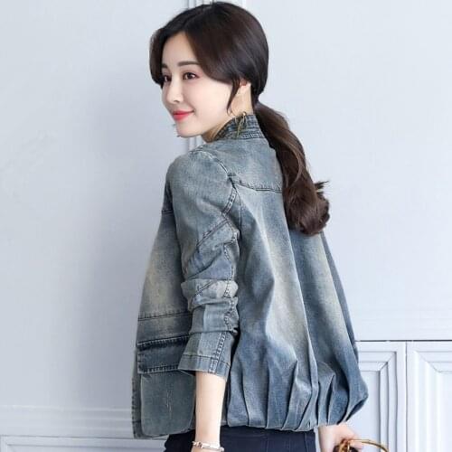 2021 Spring and Autumn New Cowboy Jacket Female Short Loose BF Joker Korean Jacket Student Jacket Large Size Female
