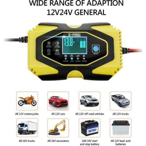 Multifunction Automatic Smart Battery Charger 12V 24V 6A/3A Model 7-Stage Digital LED Display Battery Charger For Car/Motorcycle
