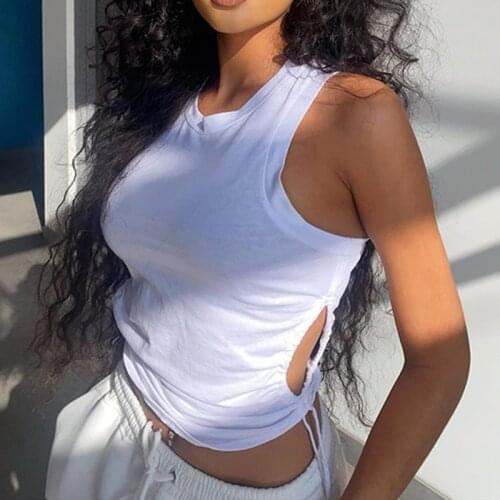 Fashion Tops Women 2021 Summer Casual Crop Top Yoga Sport Vest Sleeveless Hollow Out Solid Slim Fit Sexy Tank Top Streetwear