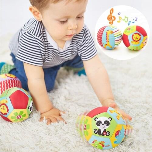 Soft Music Ball Newborn Baby Toys 0-12 Months Cartoon Animal Baby Rattle Toddler Baby Body Building Toy Ball Educational Toys