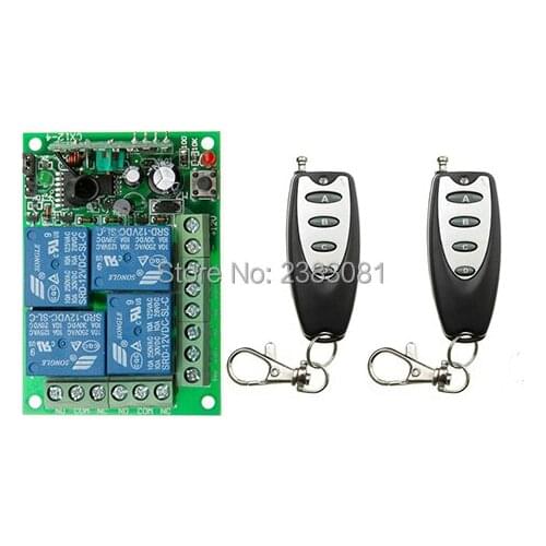 NEW Wireless RF Remote Control Switch teleswitch DC 12V 10A 4CH 2PCS Transmitter With Battery+ Receiver Access/door System