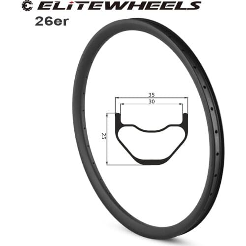 ELITEWHEELS 26er MTB XC/AM Rim Toray T700 Carbon Rims Hookless 35mm Depth 25mm Width Tubeless For Mountain Bike Bicycle Wheels