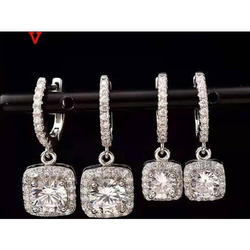 OEVAS Real 0.5/1 Carats D Color Moissanite Drop Earrings For Women 100% 925 Sterling Silver Sparkling Wedding Party Fine Jewelry