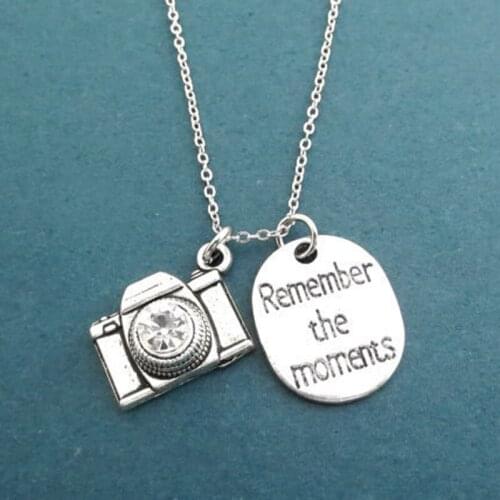 Letter Initial Remember The Moments Cubic Lens Camera Necklace Birthday Best Friends Sister Christmas Gift
