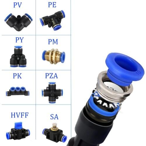Pneumatic Fittings PY/PU/PV/PE Water Pipes and pipe connectors direct thrust 4 to 16mm/ PK plastic hose quick couplings