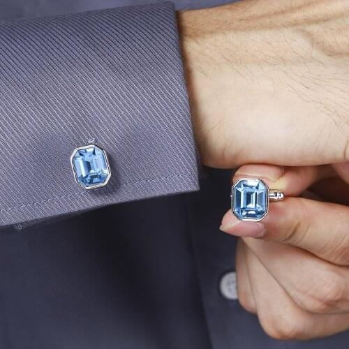 Luxury cufflink for man wedding party accessories fashion square design shirt cuff links made with Austrian crystal best gift