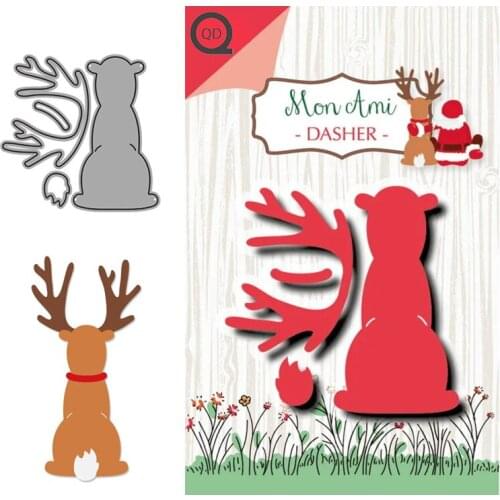 Christmas Deer Back Shadow Cutting Dies Stamps Dies Scrapbooking Mold Cut Diy Handmade Tools Craft Decoration Metal Cutting Dies