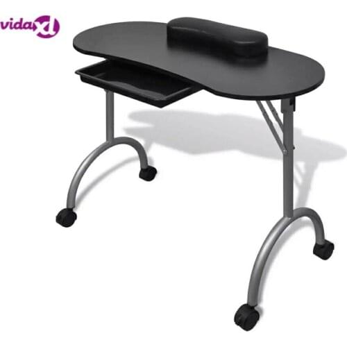 Vidaxl Foldable Manicure Table With A Thick Wrist Pillow 4 Lockable Wheels Nail Tables Professional Commercial Furniture V3