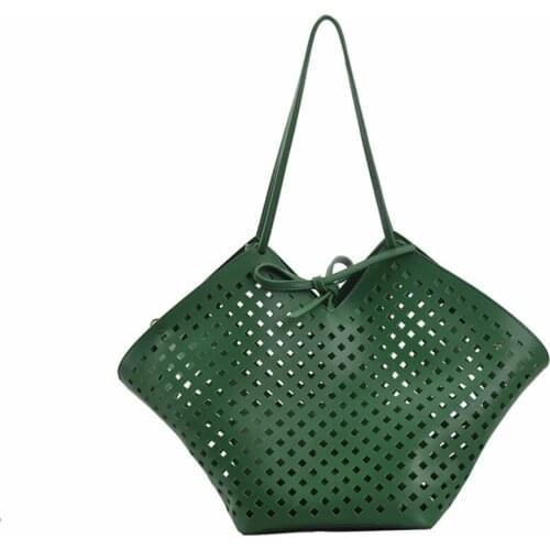 Retro Green Hollow Shoulder Bag Hand Bags For Women Luxury Tote Bag Female Underarm Bag Large Capacity Quilted Handbag 2pcs/set