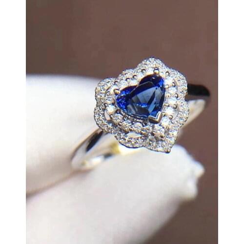 T1210 Blue Sapphire Ring 0.68ct Real Pure 18 K Natural Unheat Blue Sapphire Gemstone Diamonds Stone Female Ring