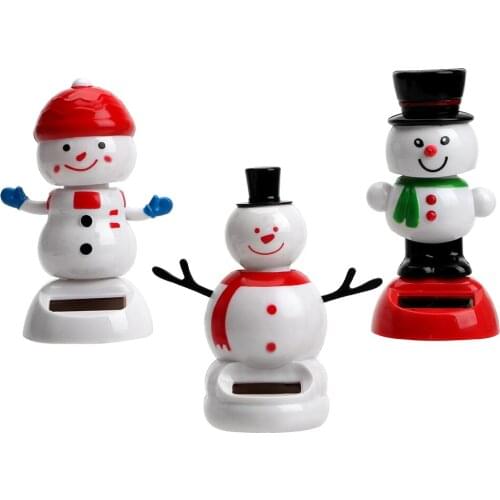 Dashboard Decoration Interior Accessories Cute Swinging Bobble Doll Solar Powered Dancing Toy Car Ornament Christmas Snowman