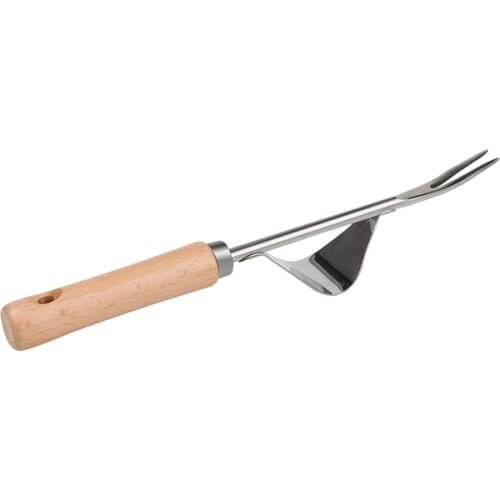 Stainless Steel Manual Weeding Fork Wood Handle Transplanting Digging Removing Taproot Tool Garden Planting Weeding Tools