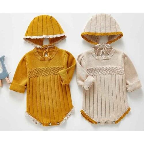 Toddler Baby Girl Knitting Bodysuits Spring Autumn Baby Girls Jumpsuit Korean Style Cotton Long Sleeve Newborn Baby Jumpsuit