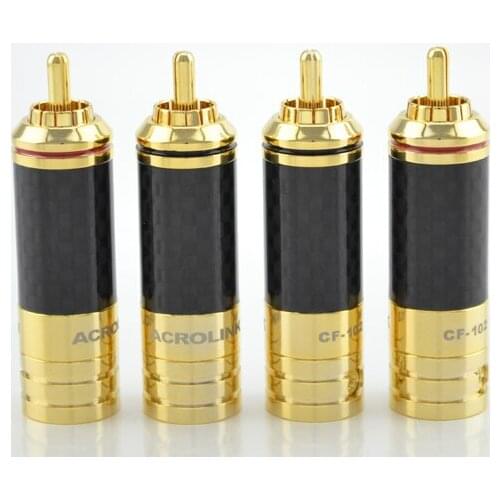 HI-END Carbon Fiber Gold plated RCA Plug Connector 4pieces