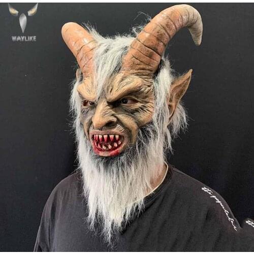 WAYLIKE Halloween Lucifer Latex Mask Adult Party Costume Mask Horror Carnival Cosplay Party Props
