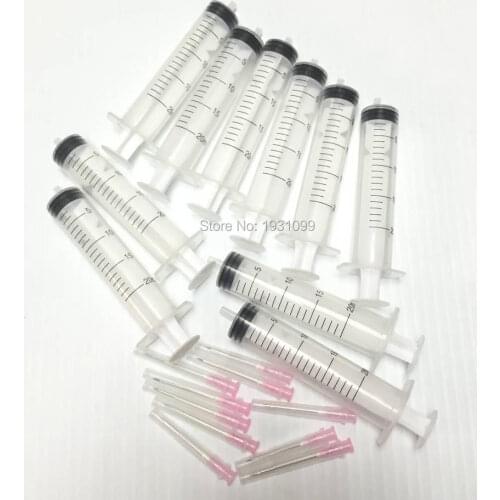 YOTAT 10pcs 20ml syringes with needle for CISS or refillable cartridge suitable ink oil grease glue