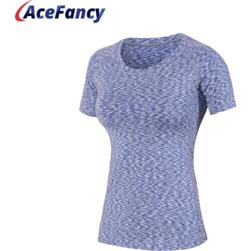 Acefancy Breathable Women Short Sleeve Absort Sweat Activewear Women Fitness Running Workout Sport T-Shirts Sportswear 61107