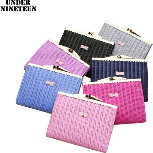 Under Nineteen Wallets Women Fashion Female Purse Coin Card Holder Dollar Bag Lady Small Purse Short Solid Female Clutch Gifts