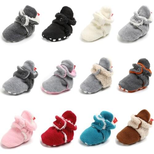 Winter Baby Boy Girl Socks Shoes Baby Booties Easy Wear Tight Hook&loop Infant Newborn Walking Fluff Warm Moccasins Zapatos Bebe
