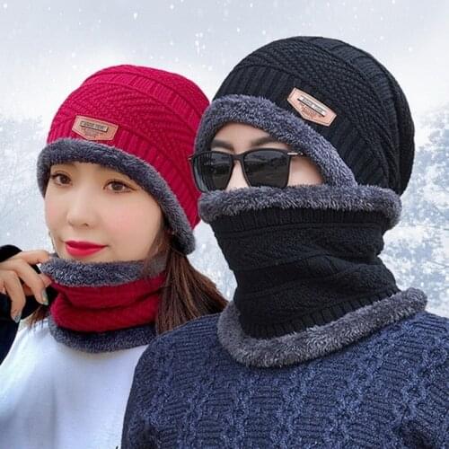 Winter Beanie Hat For Men Knitted Hat Winter Cap Beanie Women Thick Wool Neck Scarf Cap Balaclava Mask Bonnet Hats Gorras