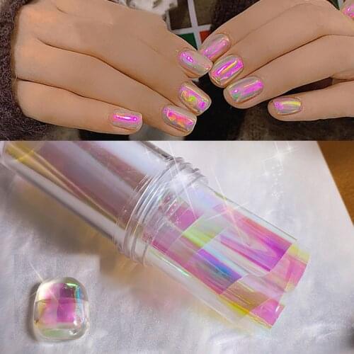 1 bottle Aurora Nails Glass Foil Film Sticker Cellophane Paper Korean Nail Trend Design Ice Cube Manicure Decoration