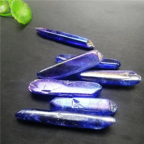 10pcs blue Rainbow Titanium Aura quartz wand natural stones and minerals healing crystals rough gemstones for making jewelry