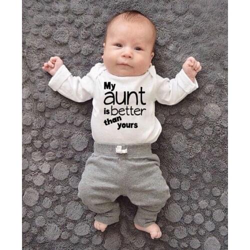 100%Baby Romper My Aunt Is Better Than Yours Infant Boys Girls Long Sleeve Funny Clothes Newborn Fashion Jumpsuit Outfit