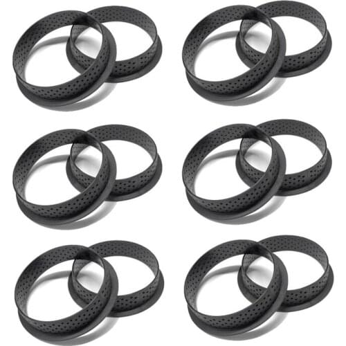 12Pcs Tart Ring Mold Cake Tools French Dessert Bakeware Cutter Round Shape Decorating Tool Perforated Mousse Circle