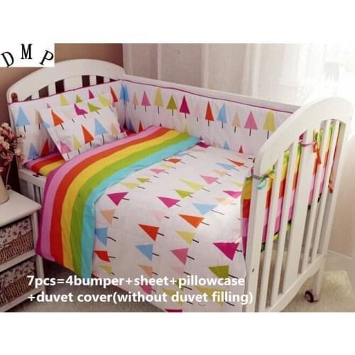 2017! 6/7PCS Baby Crib Bed Linen Newborn cama infantil Baby Bedding Set Baby Cot Girls Bedclothes Duvet Cover,120*60/120*70cm