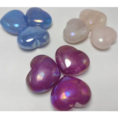 3pcs Angel Rainbow Aura Quartz Crystal Bismuth Titanium Silicon Heart