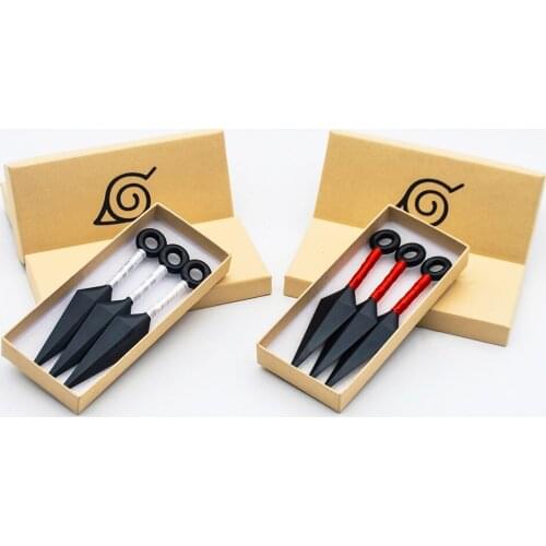 3Pcs/Set Anime Hokage Ninja Plastic 13cm Small Kunai Box Bulk Gift Box Kakashi Sasuke Cosplay Props Shuriken Toy Model Wholesale