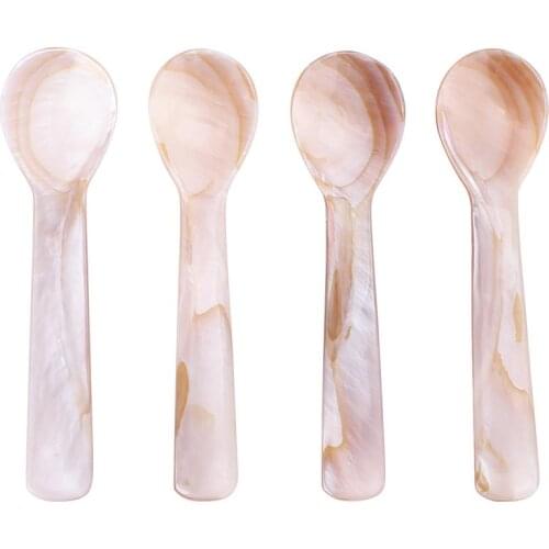 4Pcs/set Coffee Spoons Ice Cream Spoon Shell Spoons Coffee Spoons Stirring Spoons Small Spoon For Store Café Home Restaurant