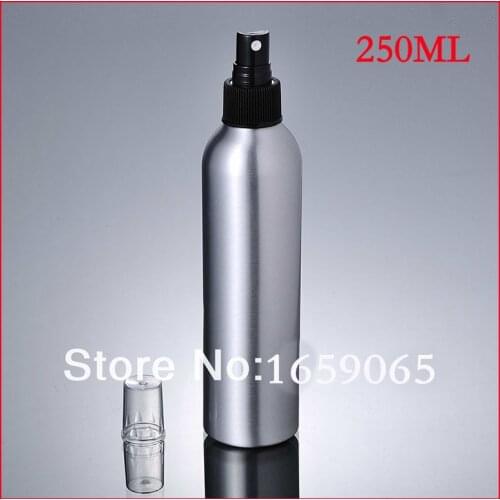 250ml Aluminium bottle pump sprayer bottle black pump spray head Aluminum metal bottle Refillable bottle mist sprayer 100pcs/lot