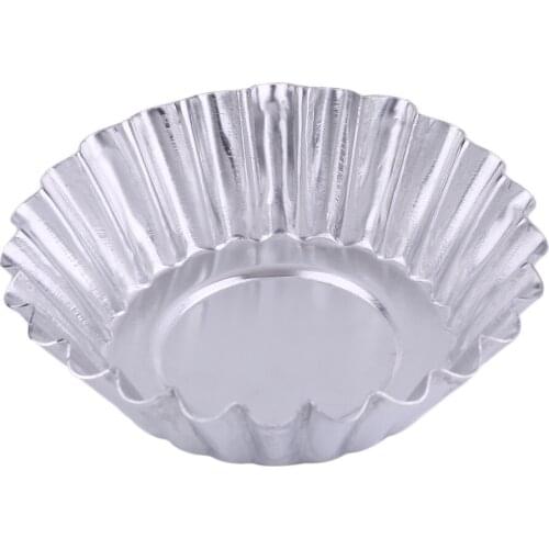 Nonstick Ripple Aluminum Alloy Egg Tart Mold Flower Shape Reusable Cupcake and Muffin Baking Cup Tartlets Pans