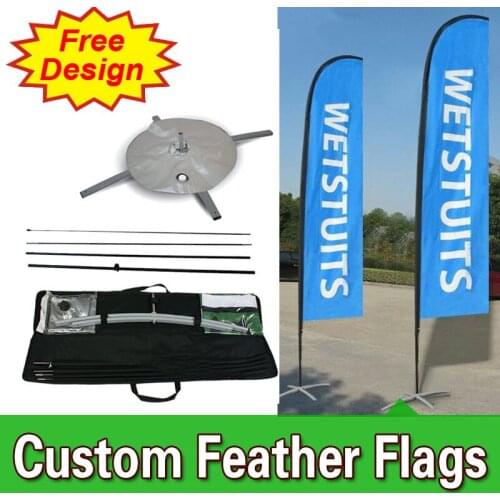 Free Design Free Shipping Double Sided Cross Base Feather Competitive Stand Up Flags Sail Signs Banners Swooper Feather Flags