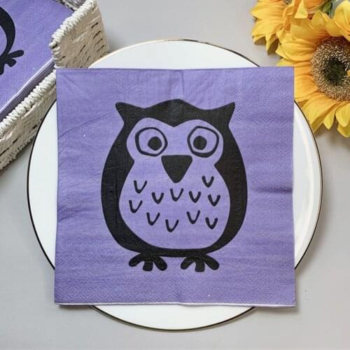20Pcs/Bag Cute Owl Paper Napkins Kawaii Animal Decoupage Tissues for Xmas Kids Birthday Party Tableware Decoration Hot Sale